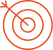 Cible spirale orange : Visez vos objectifs avec précision Cible en spirale orange stylisée avec une flèche ou un trait de visée sur fond noir, symbolisant précision et objectif.
